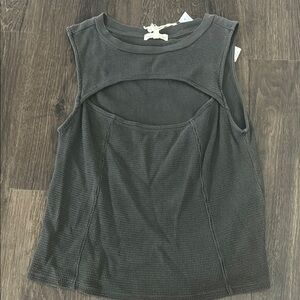 Gilded Intent Gray Tank with Cut Out Design